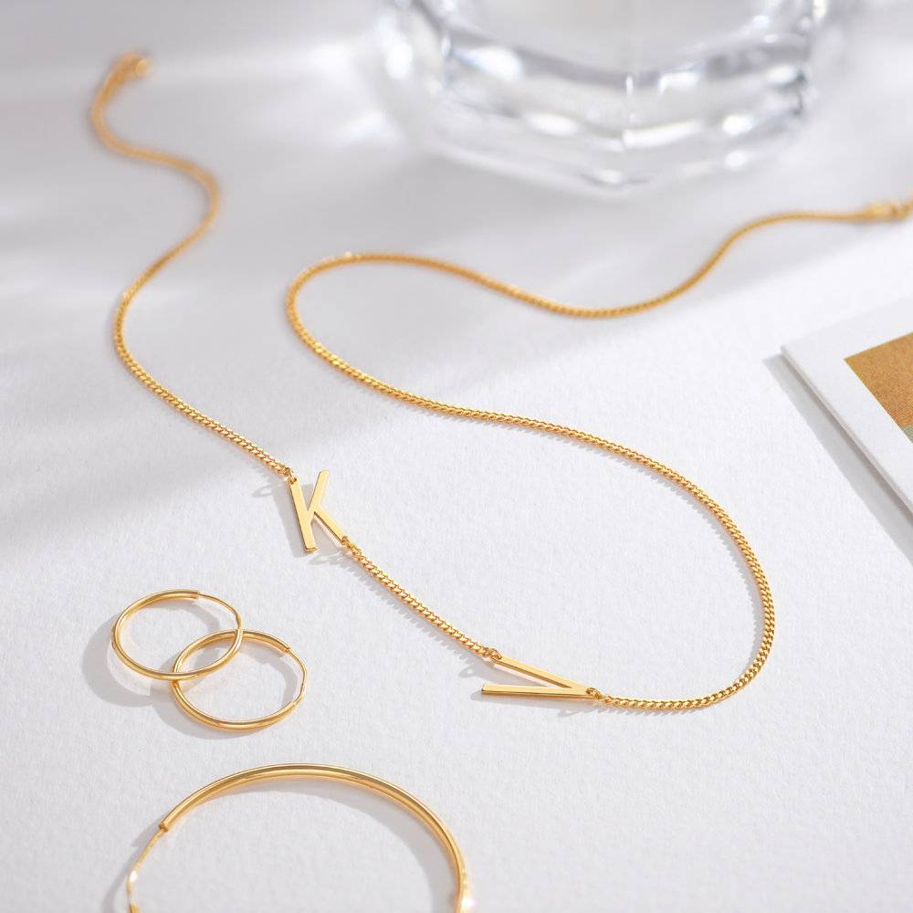 Side Initial Necklace - Gold Vermeil-5 product photo