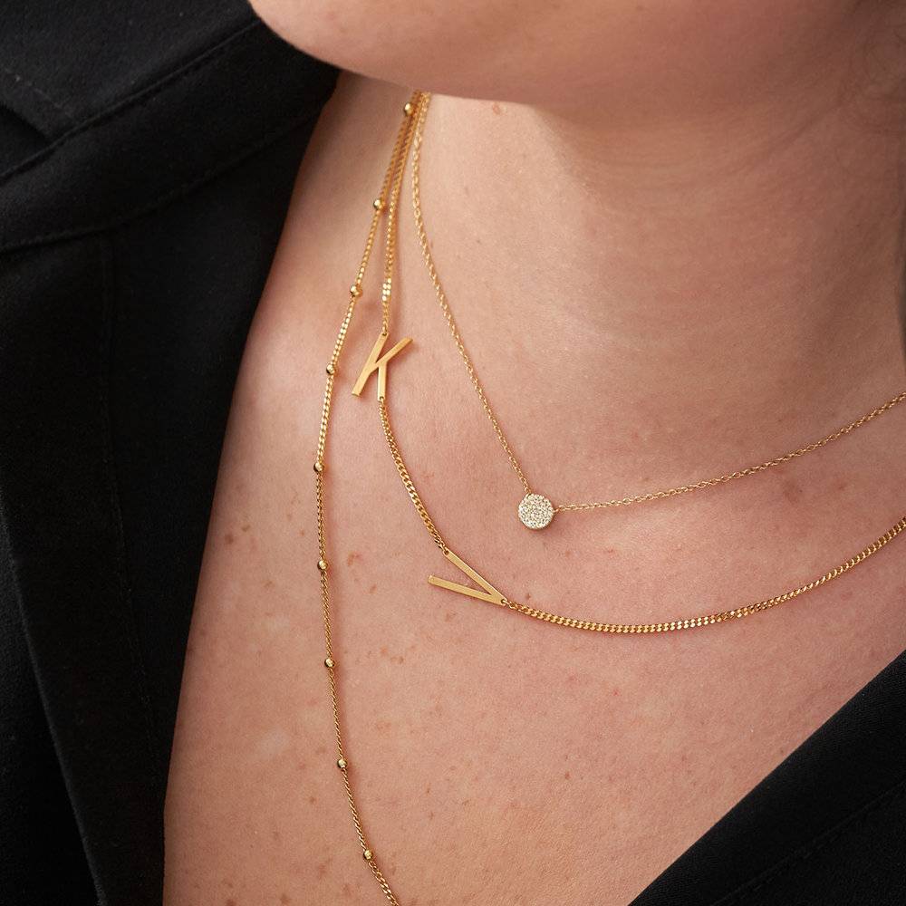 Side Initial Necklace - Gold Vermeil-5 product photo