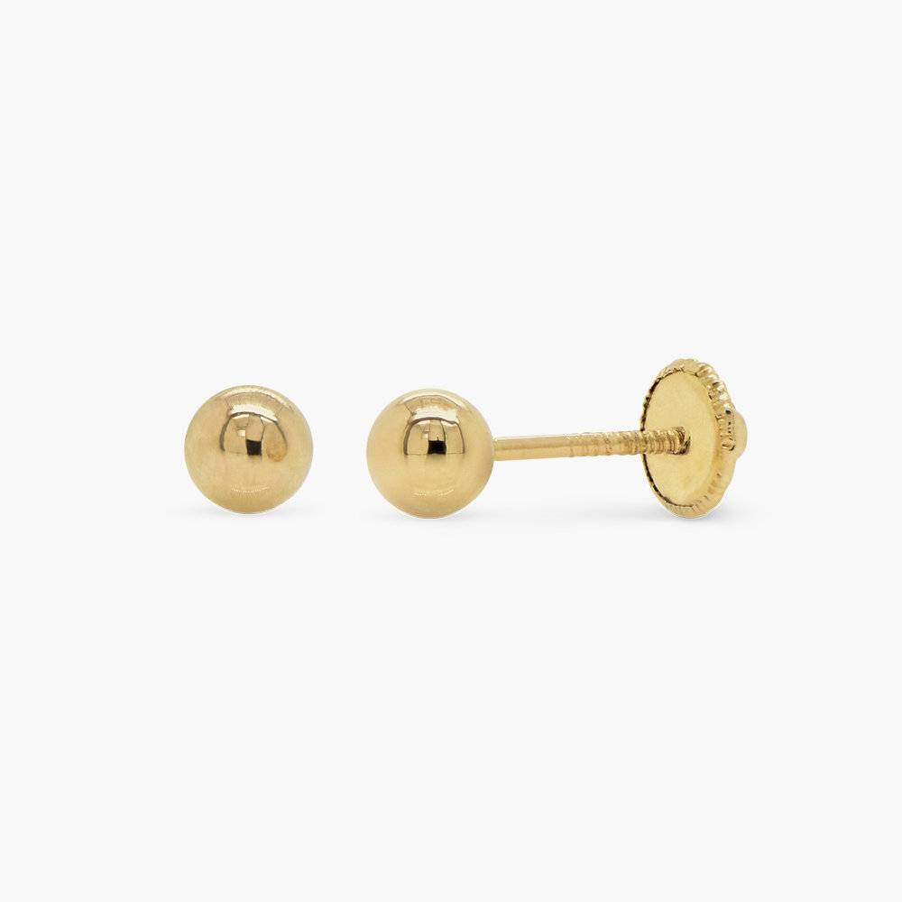 Gold Ball Stud Earrings - 10K Solid Gold-2 product photo