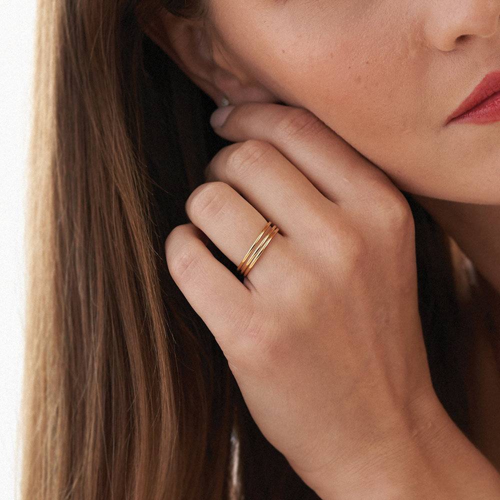Smooth Hailey Stackable Ring - 14K Solid Gold-4 product photo