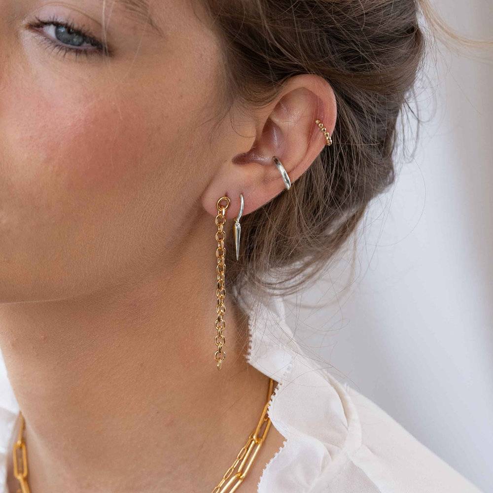 Gold Chain Earring - Minimalist Chain Earring - Sterling Silver Earring -  Silver Chain Earring - Dainty Earring - Tiny Earring - For Daily