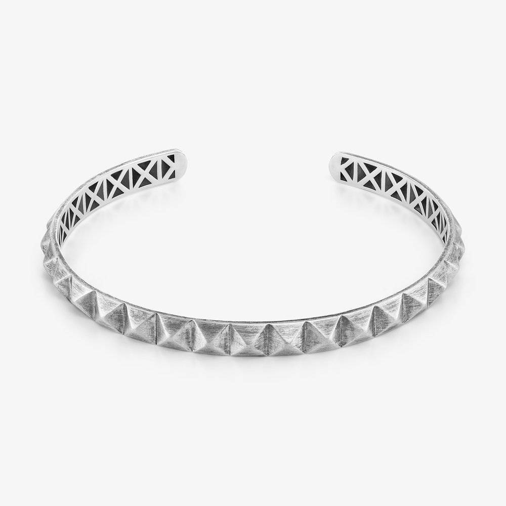 Pyramid Open Cuff Bracelet for Men - Silver