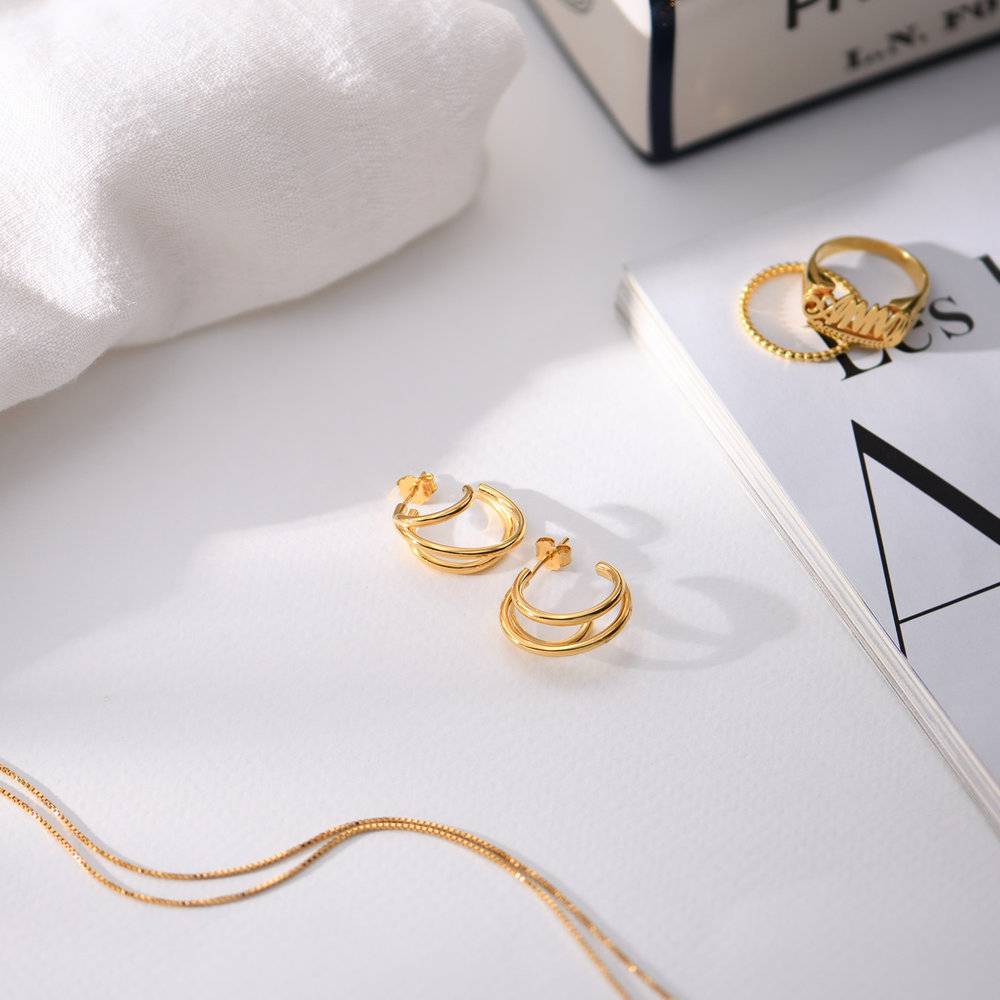 Tango Triple Hoop Earrings - Gold Plated-2 photo du produit