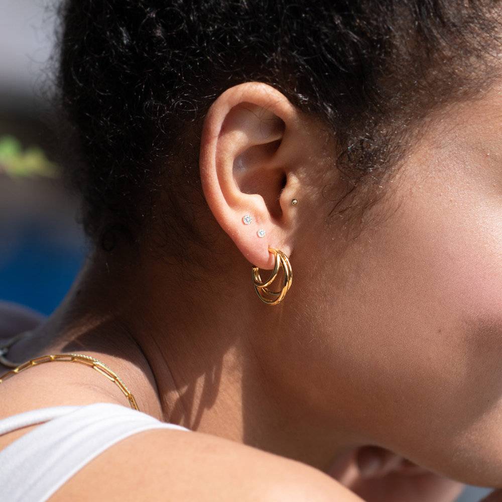 Tango Triple Hoop Earrings - Gold Plated-2 photo du produit