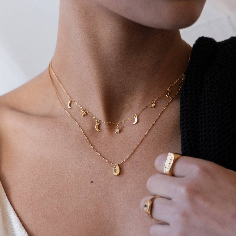 Teardrop Initial Necklace - Gold Vermeil