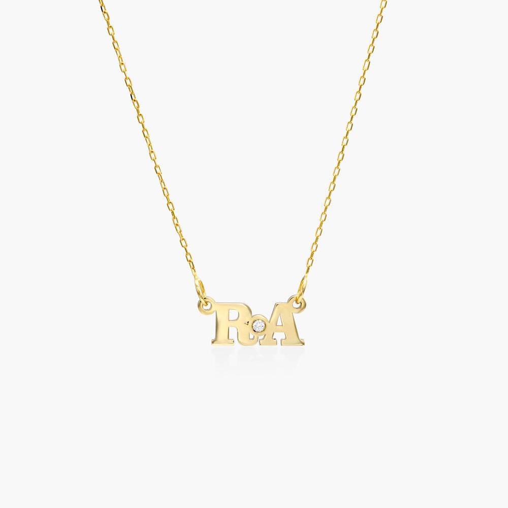 Seeing Double Initial Necklace- 10K Solid Gold product photo