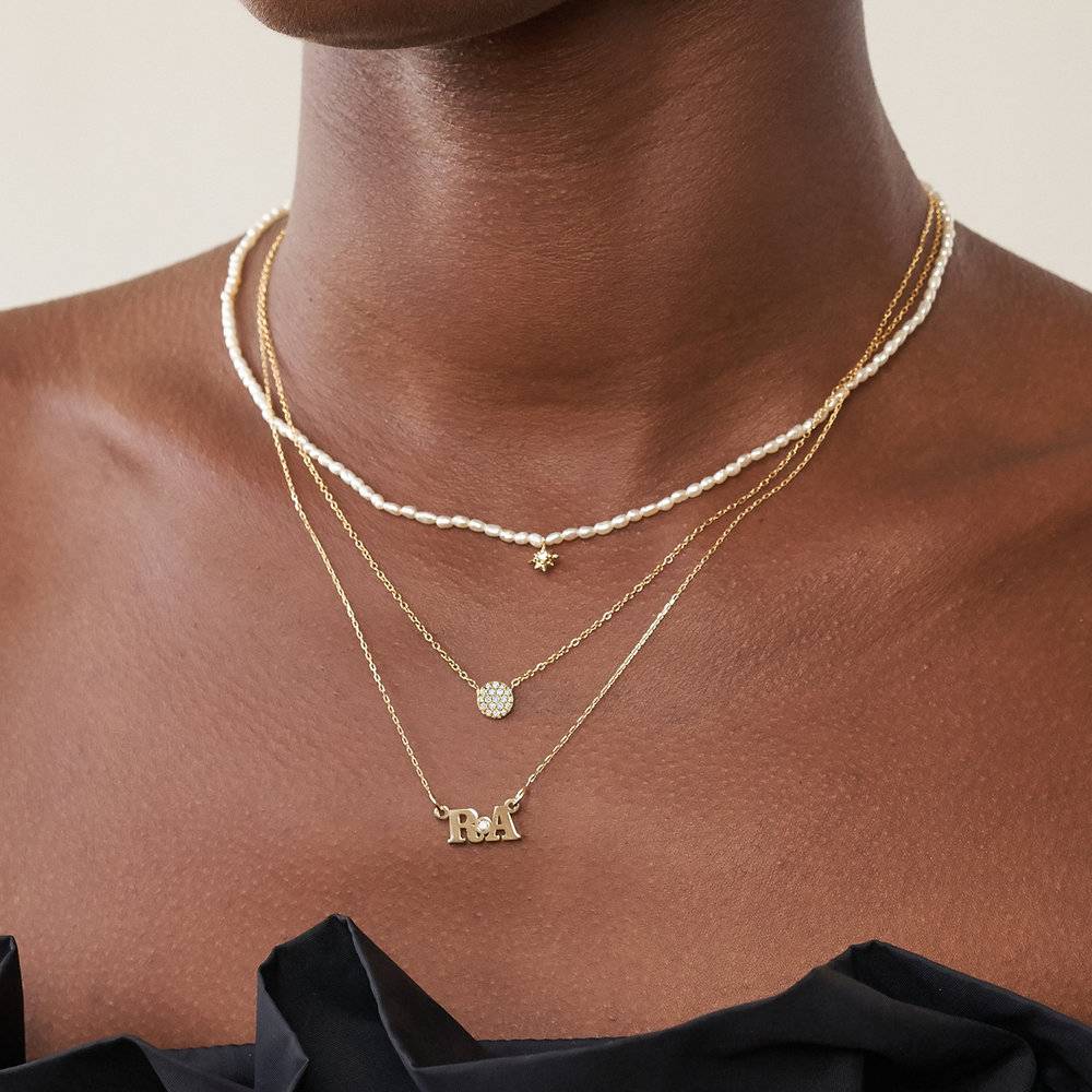 Seeing Double Initial Necklace- 10K Solid Gold-5 product photo