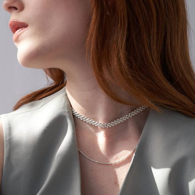 Texture Chain Necklace Silver Oak & Luna