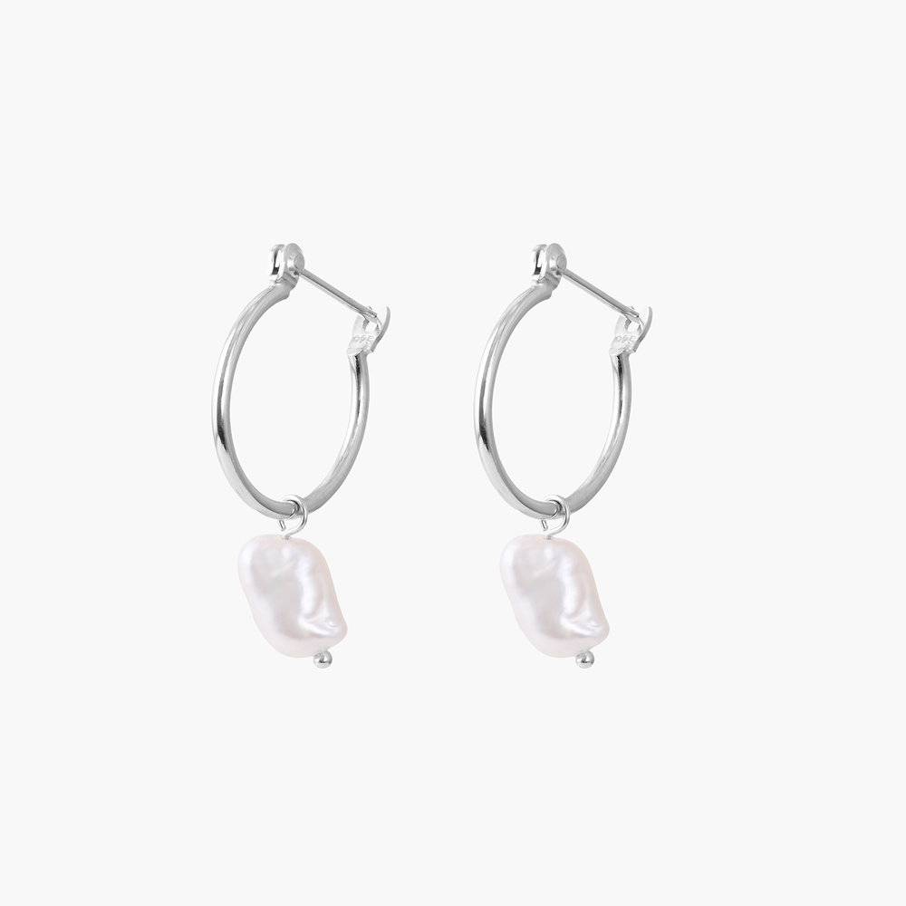 Pearls Just Wanna Have Fun Hoop Earrings - Sterling Silver product photo