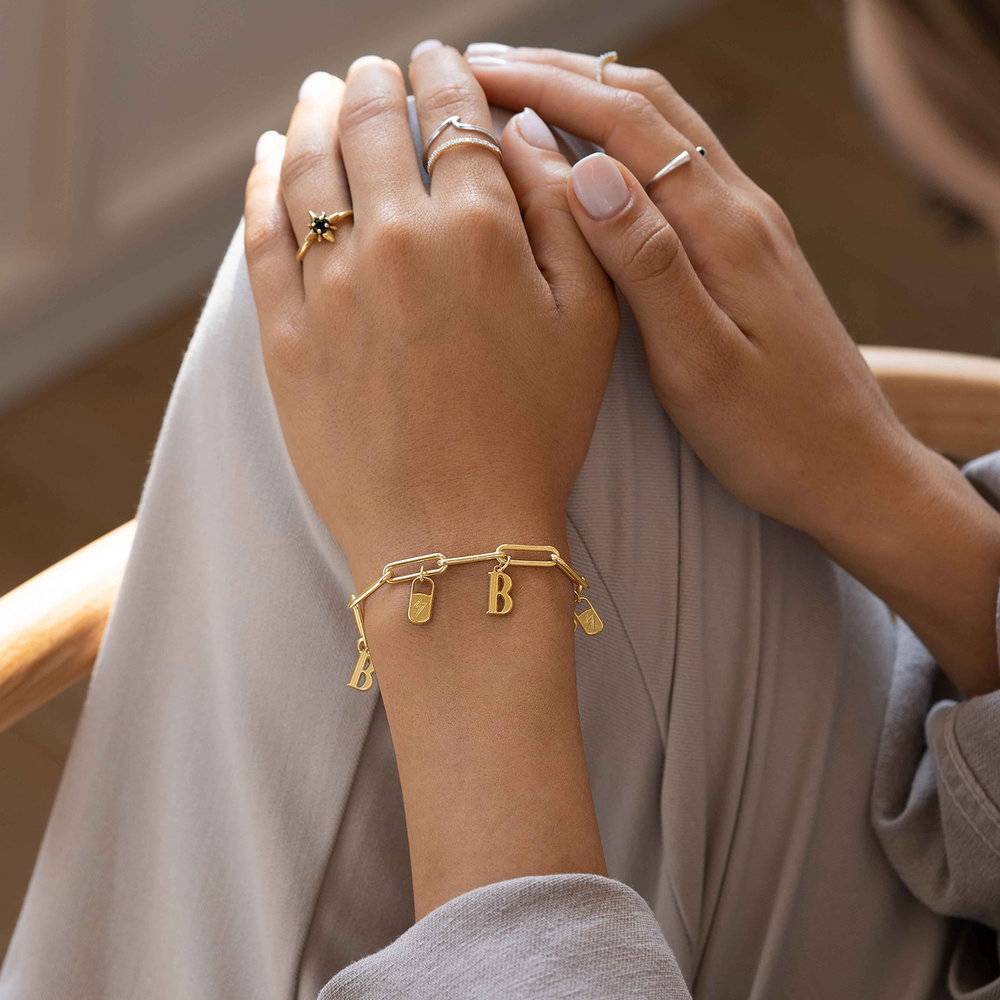 Gold Vermeil Initial Pink Cameo Bracelet