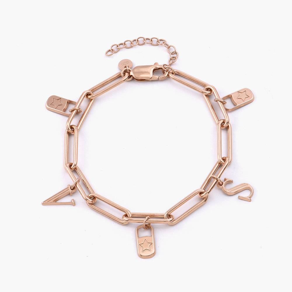 The Charmer Link Initial Bracelet - Rose Gold Plated-2 product photo