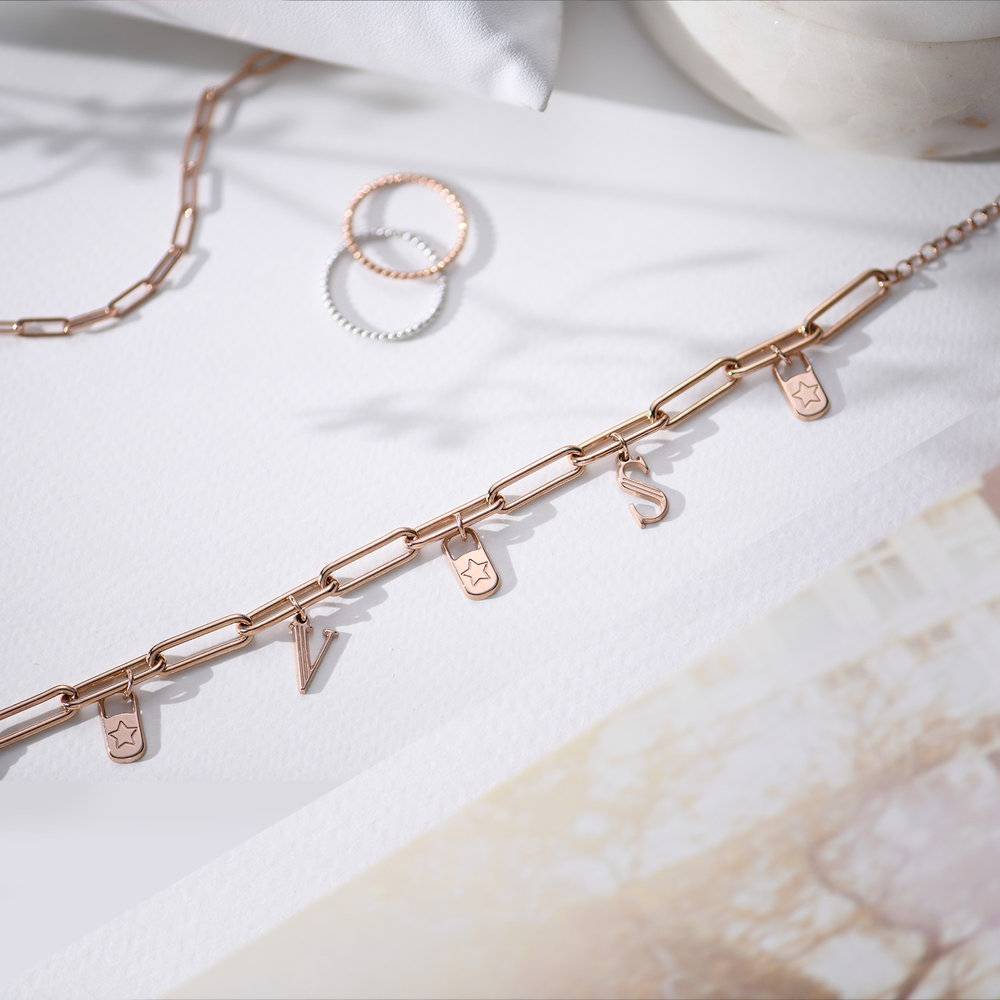 The Charmer Link Initial Bracelet - Rose Gold Plated-3 product photo