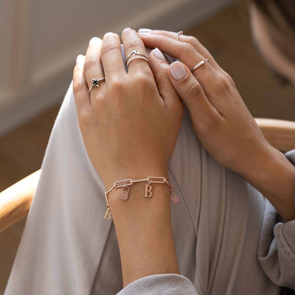 The Charmer Link Initial Bracelet - Rose Gold Plated-4 product photo