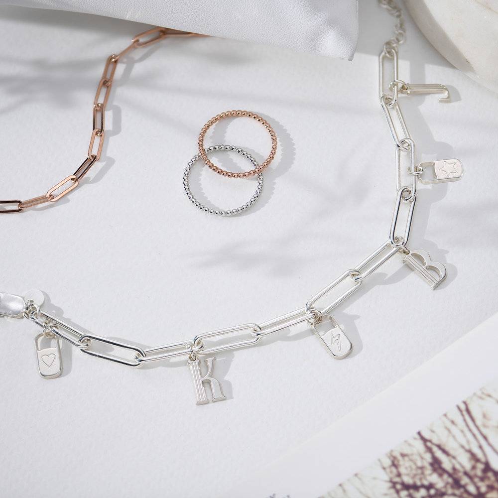 The Charmer Link Initial Bracelet - Rose Gold Plated - Oak & Luna