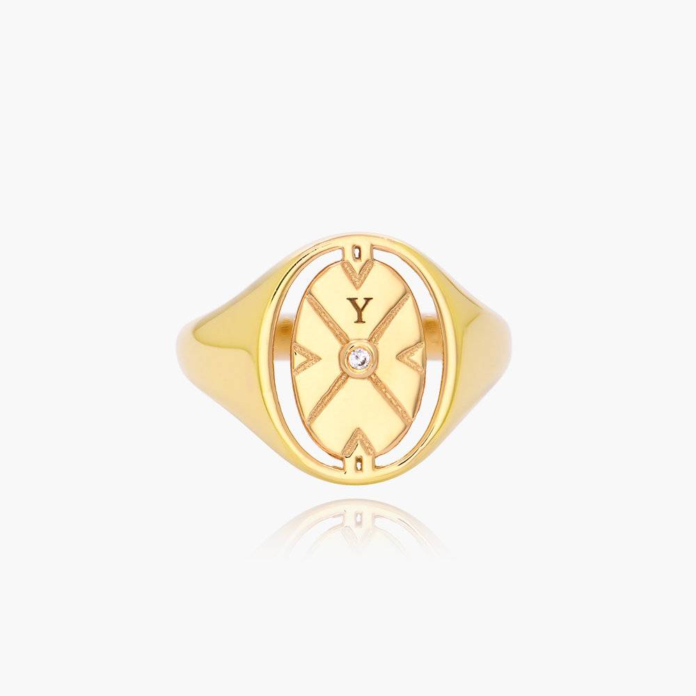 The Compass Ring With Diamond - Gold Vermeil product photo
