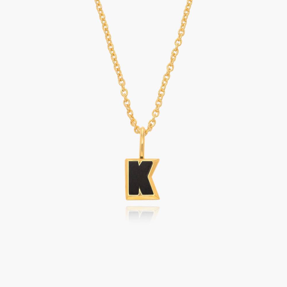 The Onyx Initial Pendant- Gold Vermeil product photo