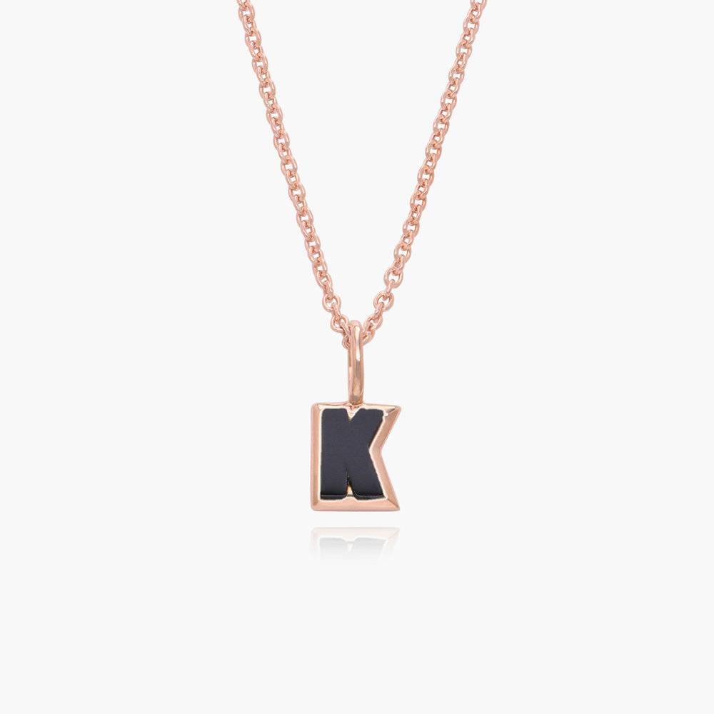 The Onyx Initial Pendant- Rose Gold Vermeil product photo