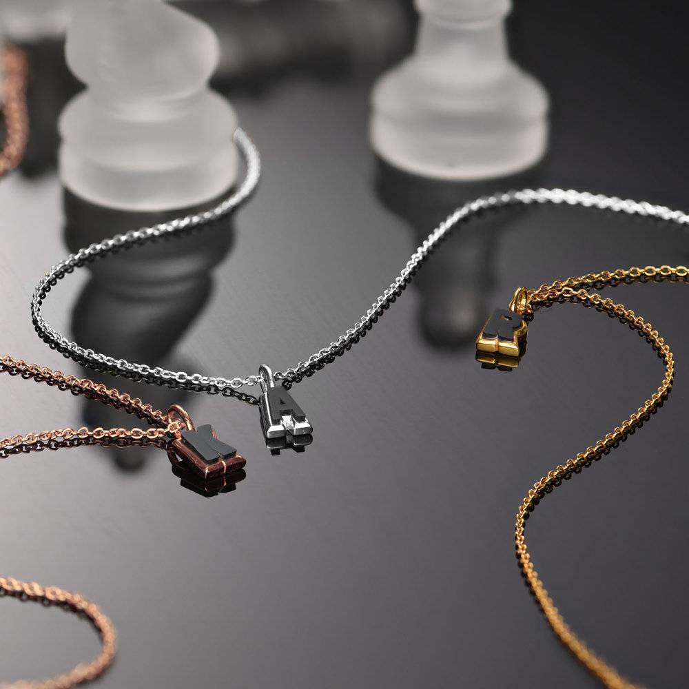 The Onyx Initial Pendant- Rose Gold Vermeil