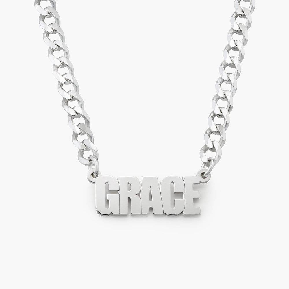 Icon State Name Necklace - Silver-3 product photo