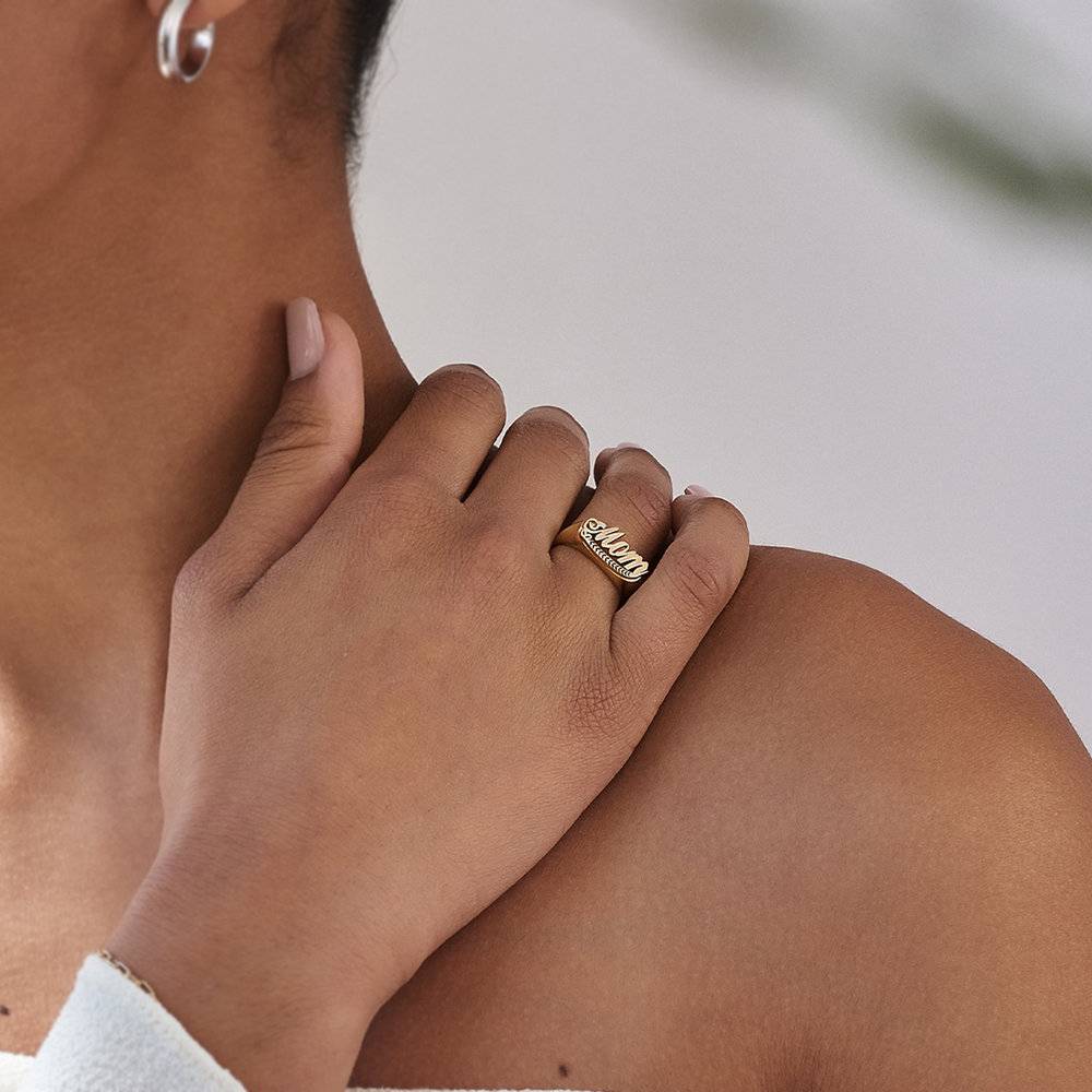 Bague Prénom Rétro - Or jaune 10 carats-4 photo du produit