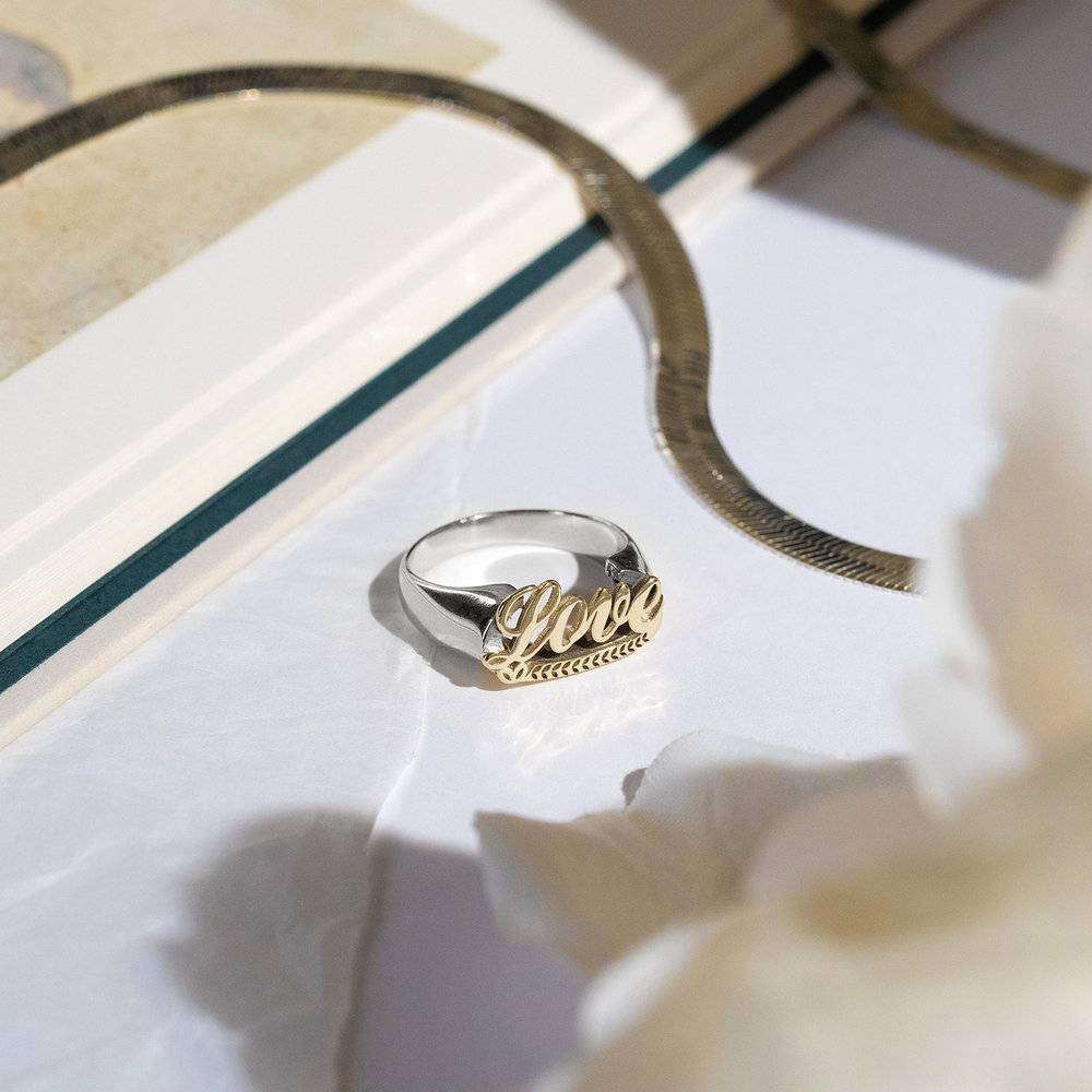 Bague Prénom Rétro - Argent 925 & Or jaune 10 carats-2 photo du produit