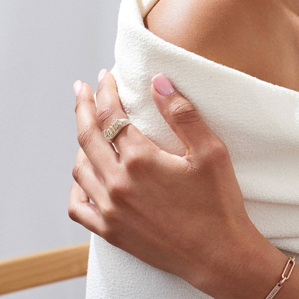 Bague Prénom Rétro - Argent 925 & Or jaune 10 carats-5 photo du produit