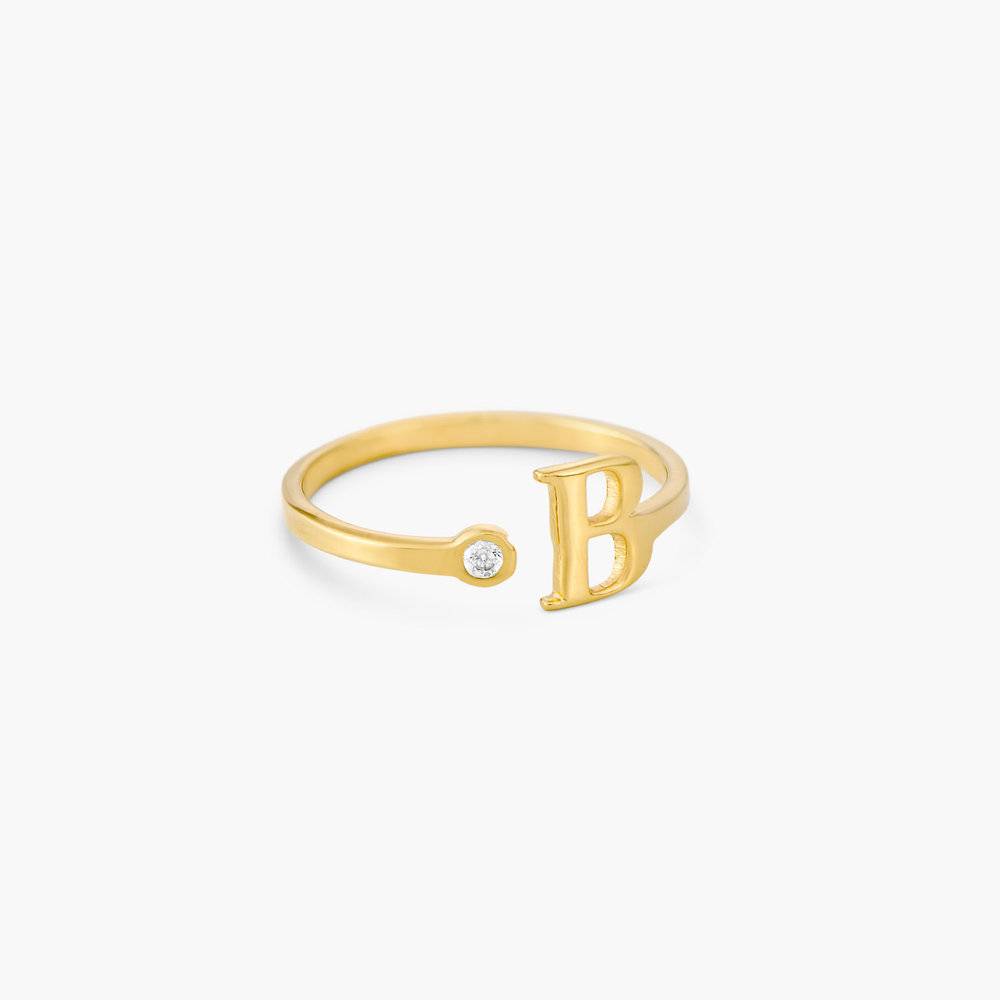 Tiny Initial Ring - Gold Vermeil-4 product photo
