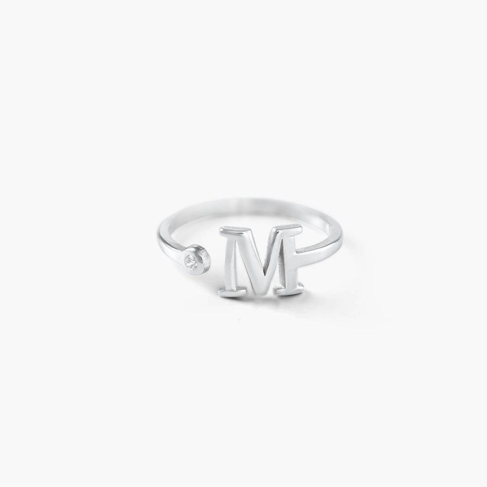 Tiny Initial Ring - Silver-3 product photo