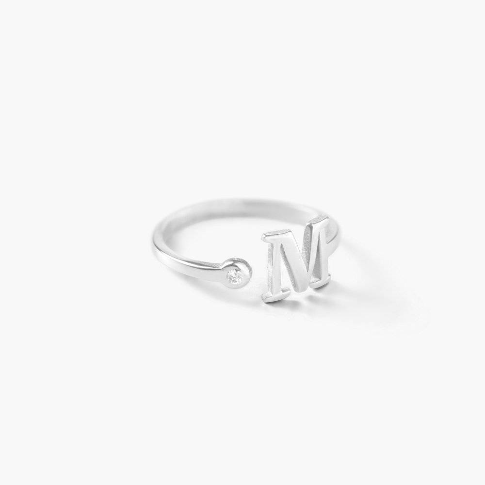 Tiny Initial Ring - Silver-2 product photo
