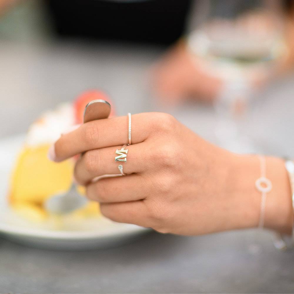 Tiny Initial Ring - Silver-5 product photo