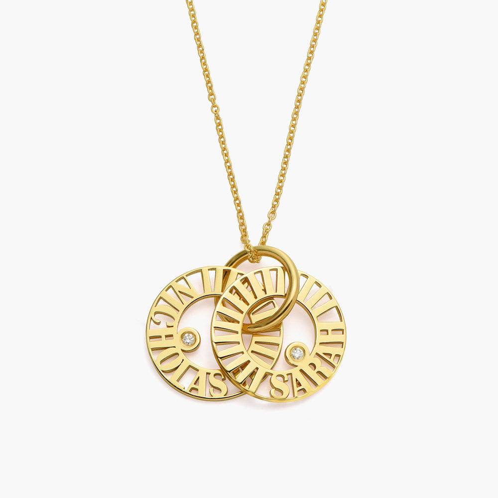 Engraved Axis T Lock Necklace with Diamonds- Gold Vermeil - Oak & Luna