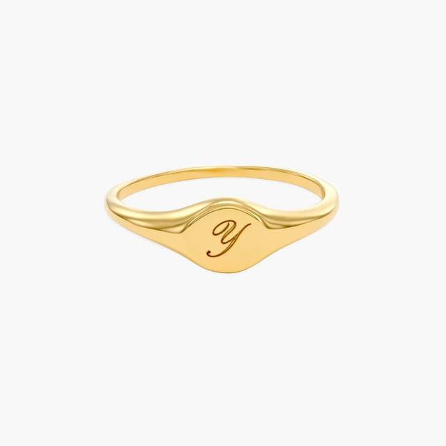 Tony Custom Initial Ring - Gold Vermeil - Oak & Luna