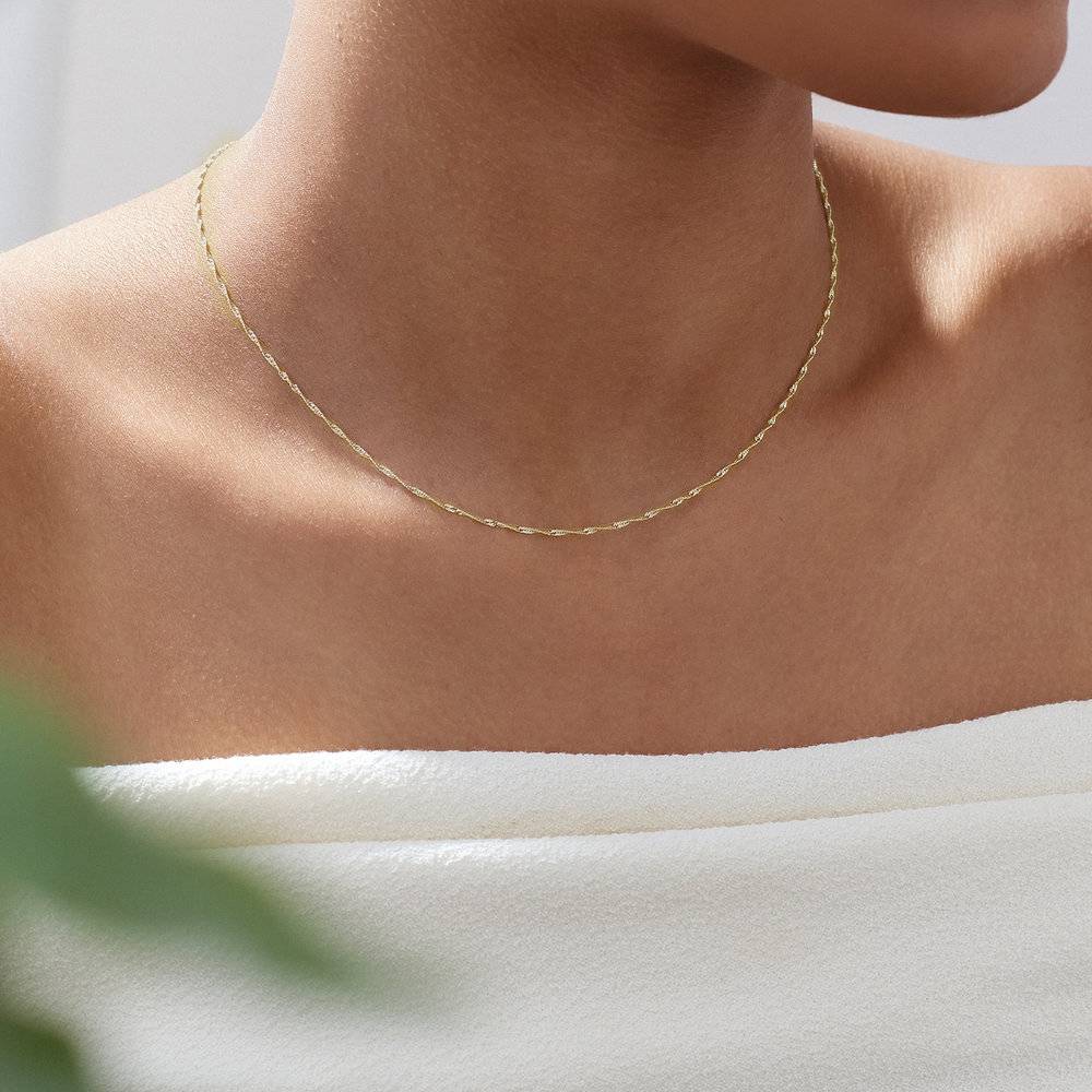 Twist Chain Necklace- 14K Solid Gold-4 product photo