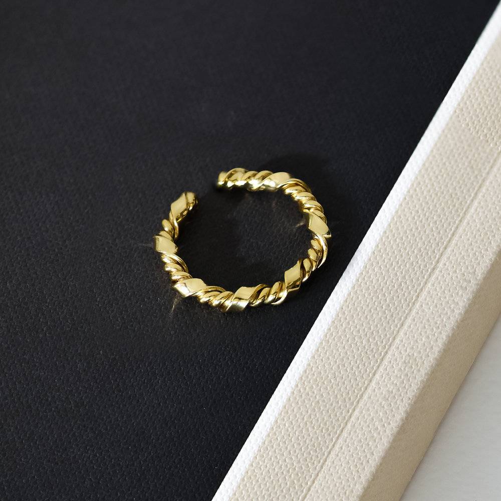 Twisted Chain Link Ring Band - Gold Plated-1 product photo