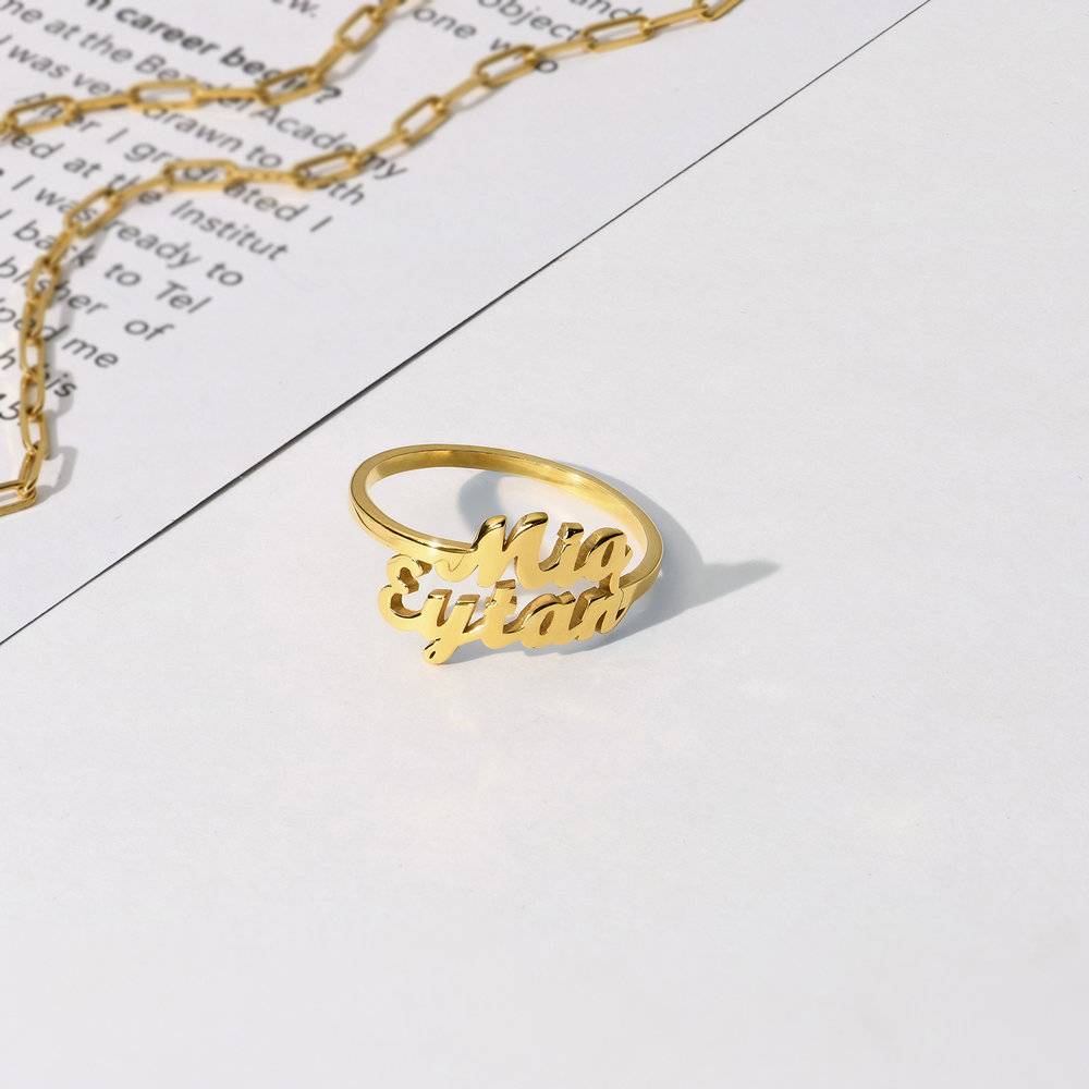 Two is Better than One Name Ring - 14K Solid Gold-3 product photo