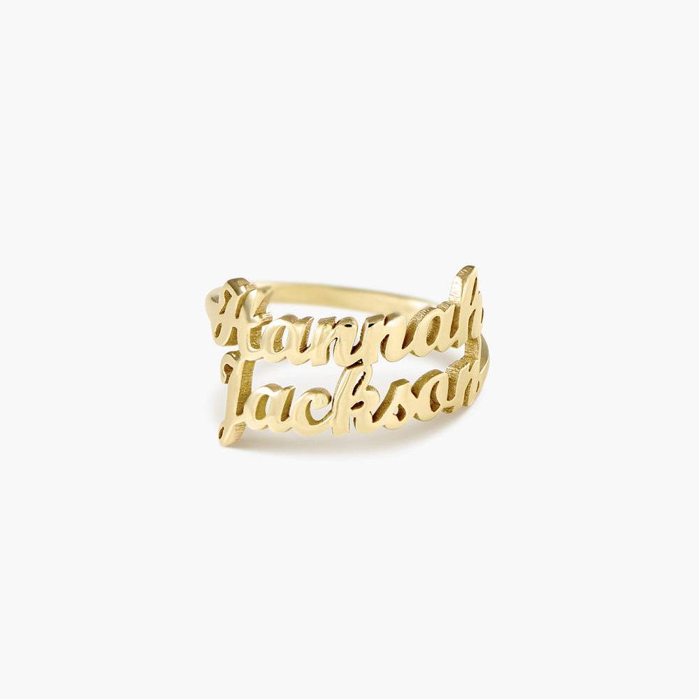 Two is Better than One Name Ring - 14K Solid Gold