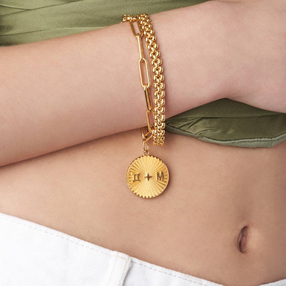 Tyra Initial And Zodiac Medallion Bracelet- Gold Vermeil-5 product photo