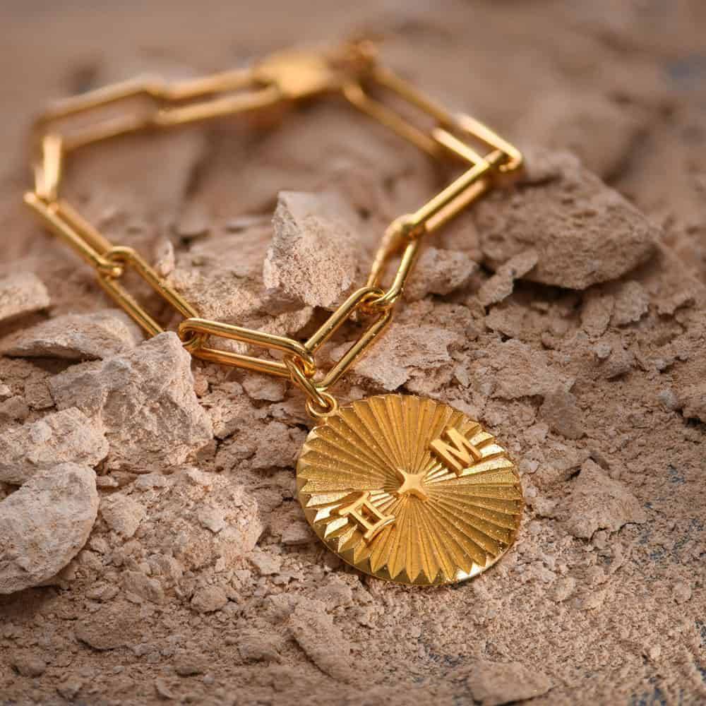 Tyra Initial And Zodiac Medallion Bracelet- Gold Vermeil-3 product photo