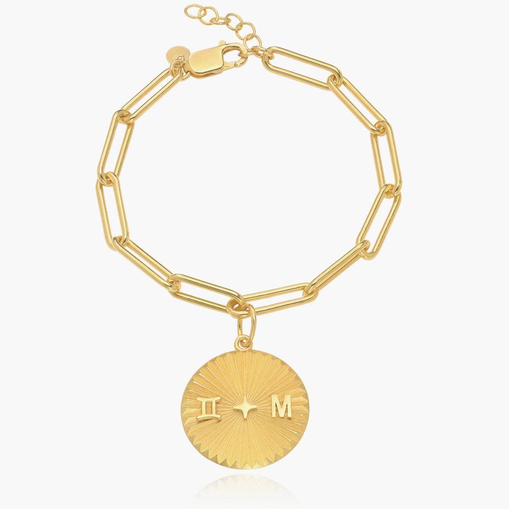 Tyra Initial And Zodiac Medallion Bracelet- Gold Vermeil-1 product photo