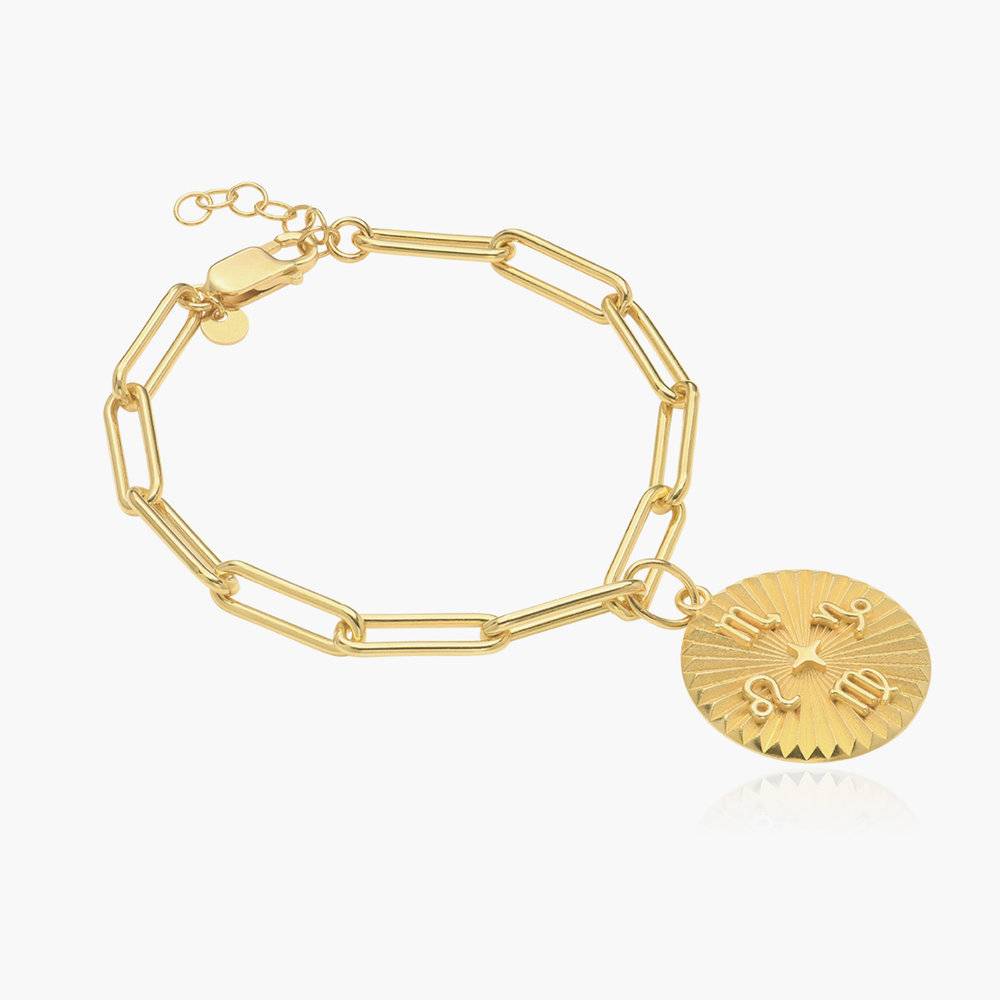 Tyra Initial And Zodiac Medallion Bracelet- Gold Vermeil-2 product photo