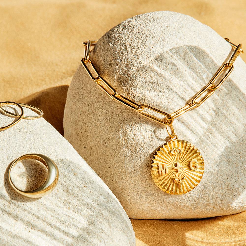 Tyra Initial Medallion Bracelet - Gold Vermeil-3 product photo