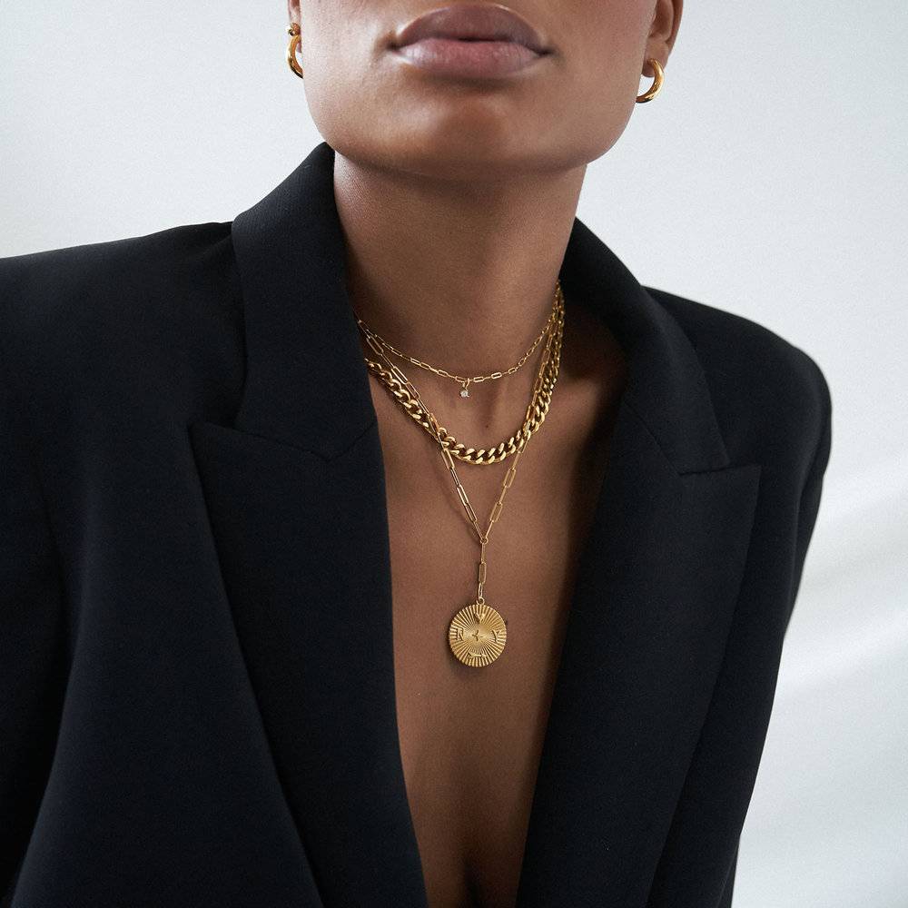 Tyra Initial Medallion Necklace - Gold Vermeil-2 product photo