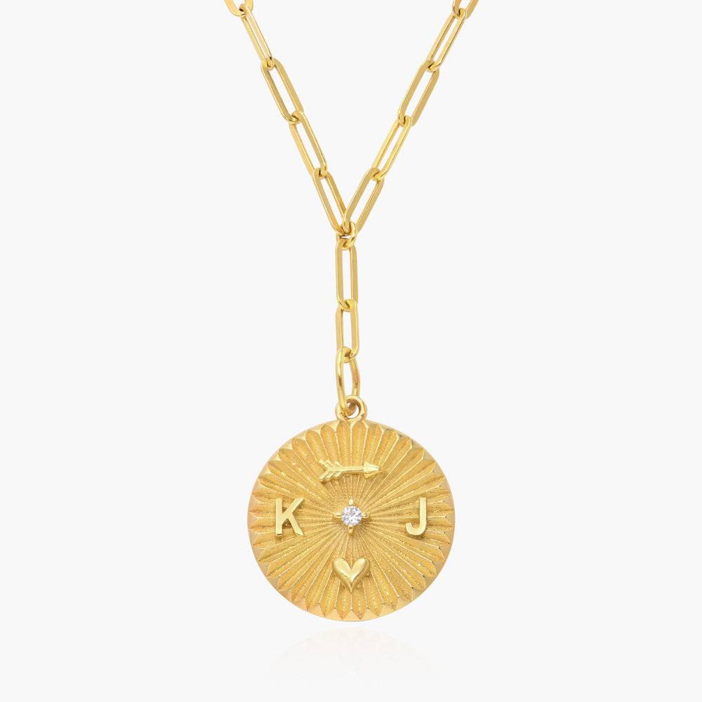 Tyra Initial Medallion Necklace with Diamond - Gold Vermeil