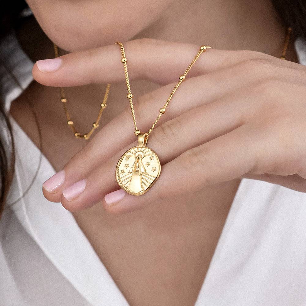 Virgin Mary Vintage Coin Necklace - Gold Vermeil-5 product photo
