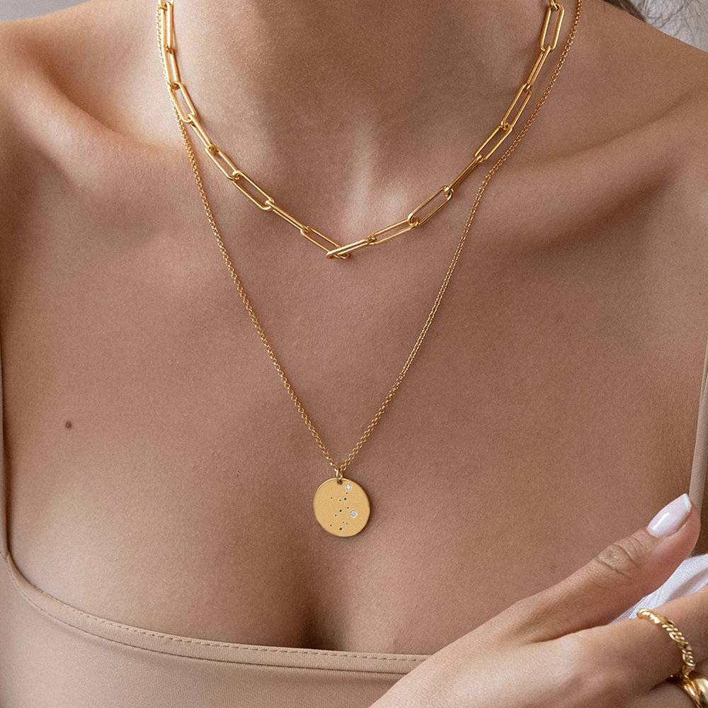 Virgo Zodiac Necklace with Diamonds - Gold Plated-1 photo du produit