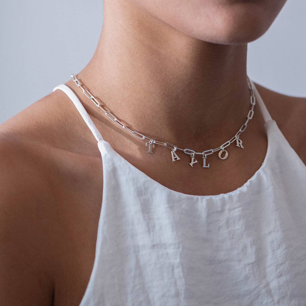 What’s My Name Link Choker - Sterling Silver-2 product photo
