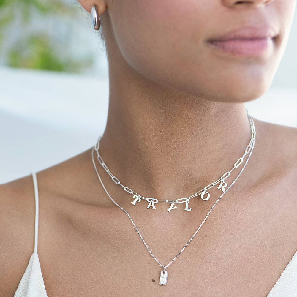 What’s My Name Link Choker - Sterling Silver-3 product photo