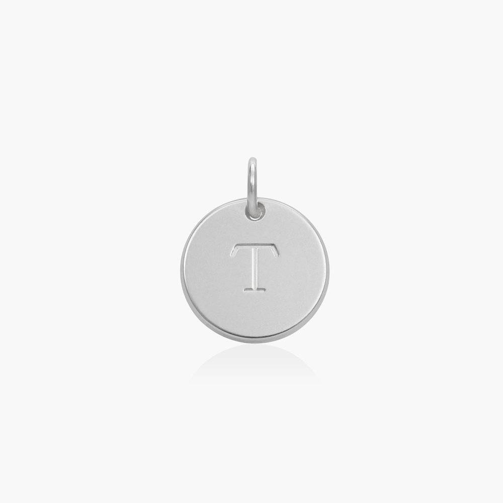 Willow Disc Initial Charm- 14k Solid White Gold product photo