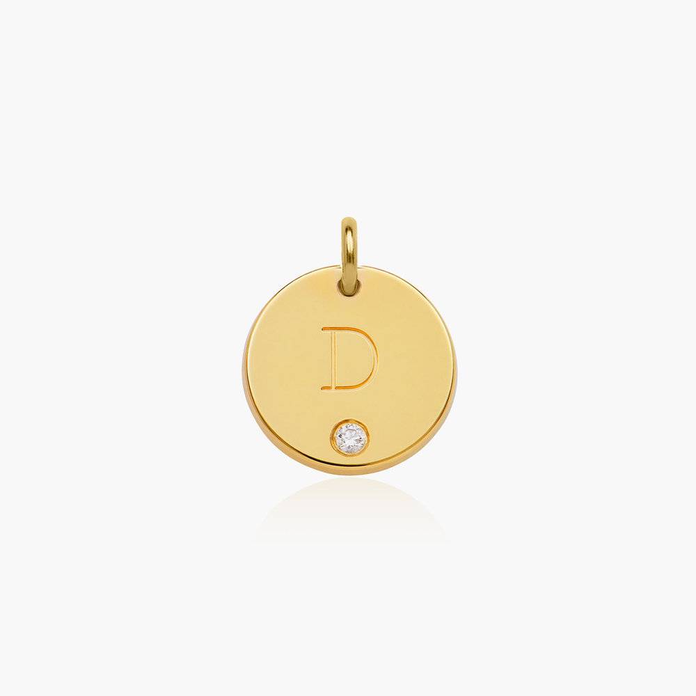 Willow Disc Initial Charm With Diamond - Gold Vermeil-4 product photo