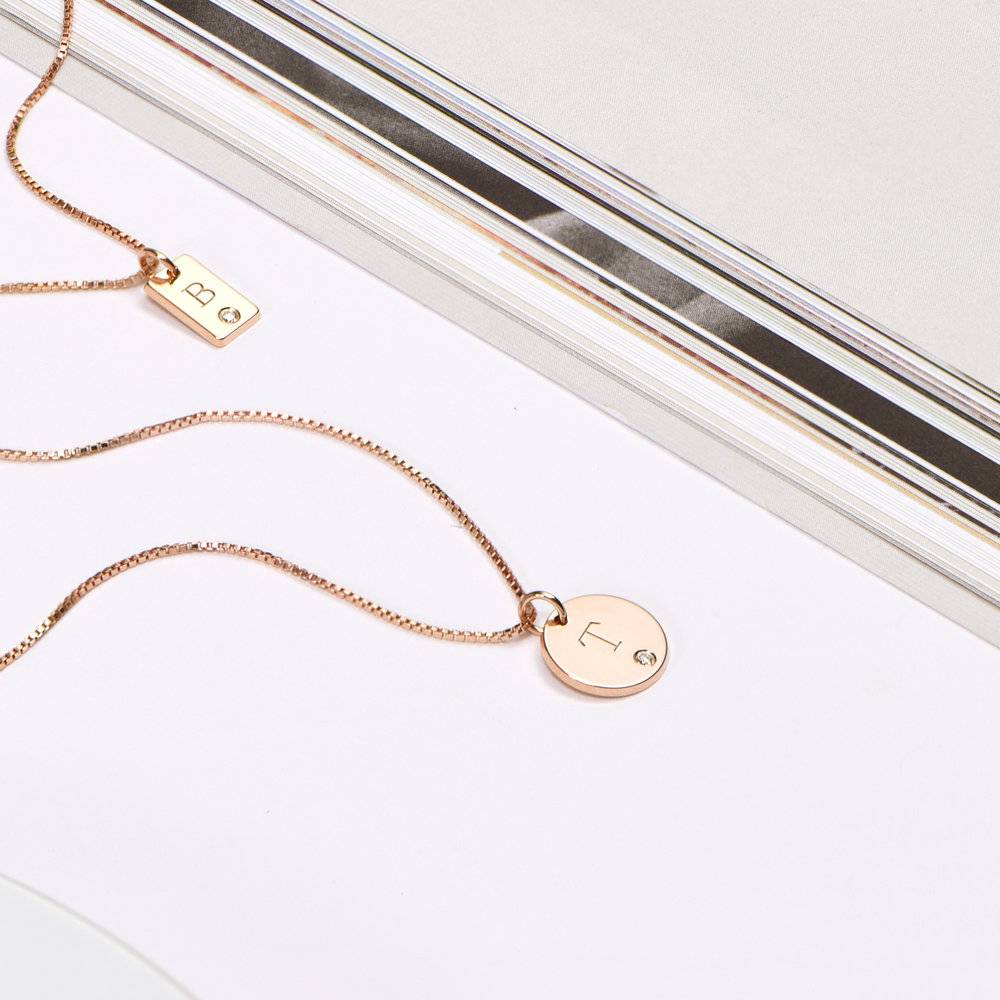 Willow Disc Initial Charm With Diamond - Rose Gold Plated-1 product photo